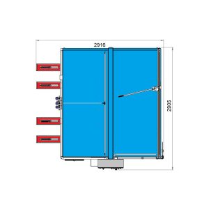 Technical drawing of a Kärltvätt SveLog Twin Flip-Lid double-door enclosure with dimensions.